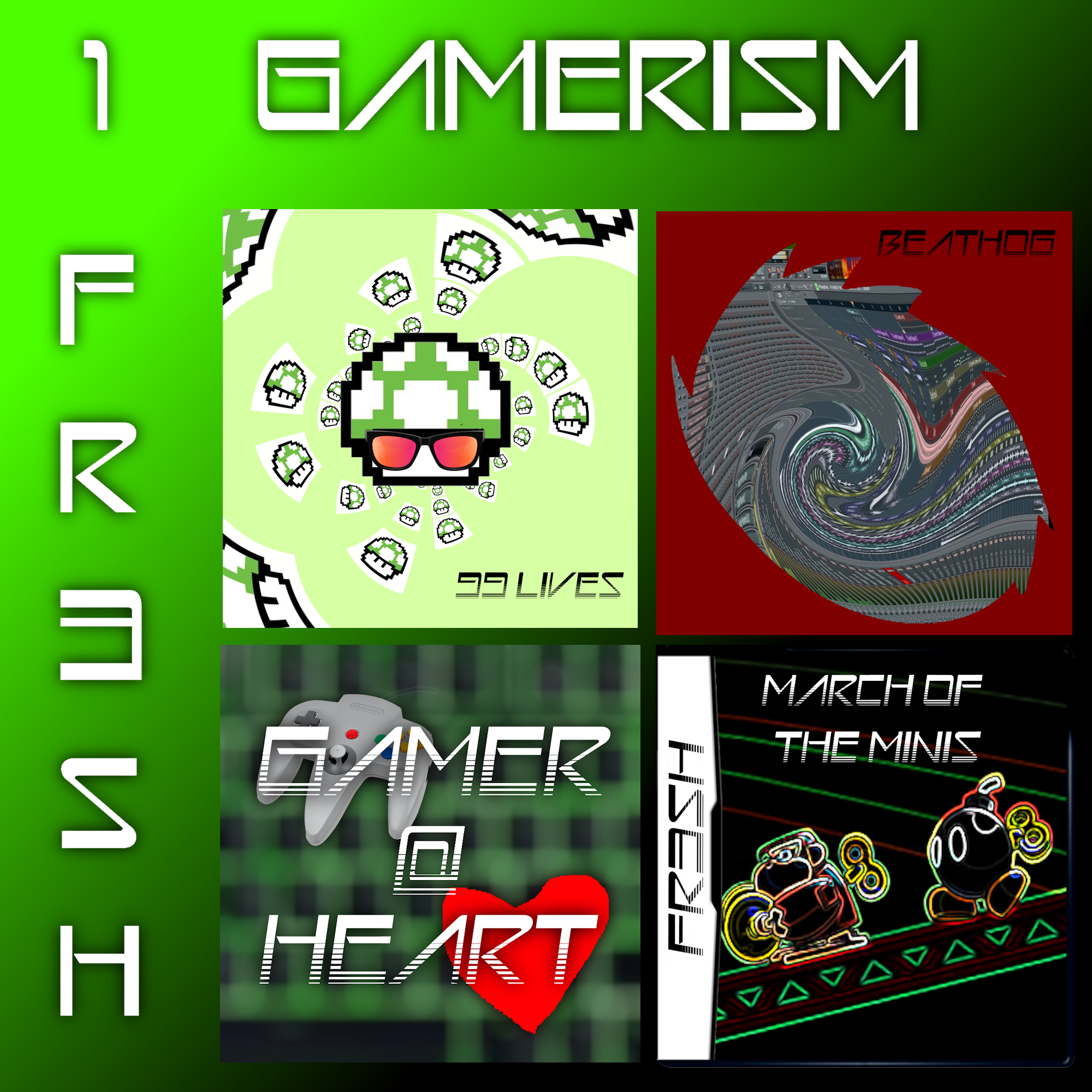 Compilation of cover art from first 4 songs